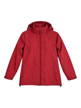 L.L.Bean Women’s Red Hooded Full Zip Lightweight Outdoor Rain Windbreaker Jacke
